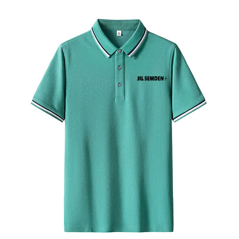 JIL SEMDEN striped polo shirt mens summer ice silk mens t-shirt business fashion mens short sleeved lapel light 250226