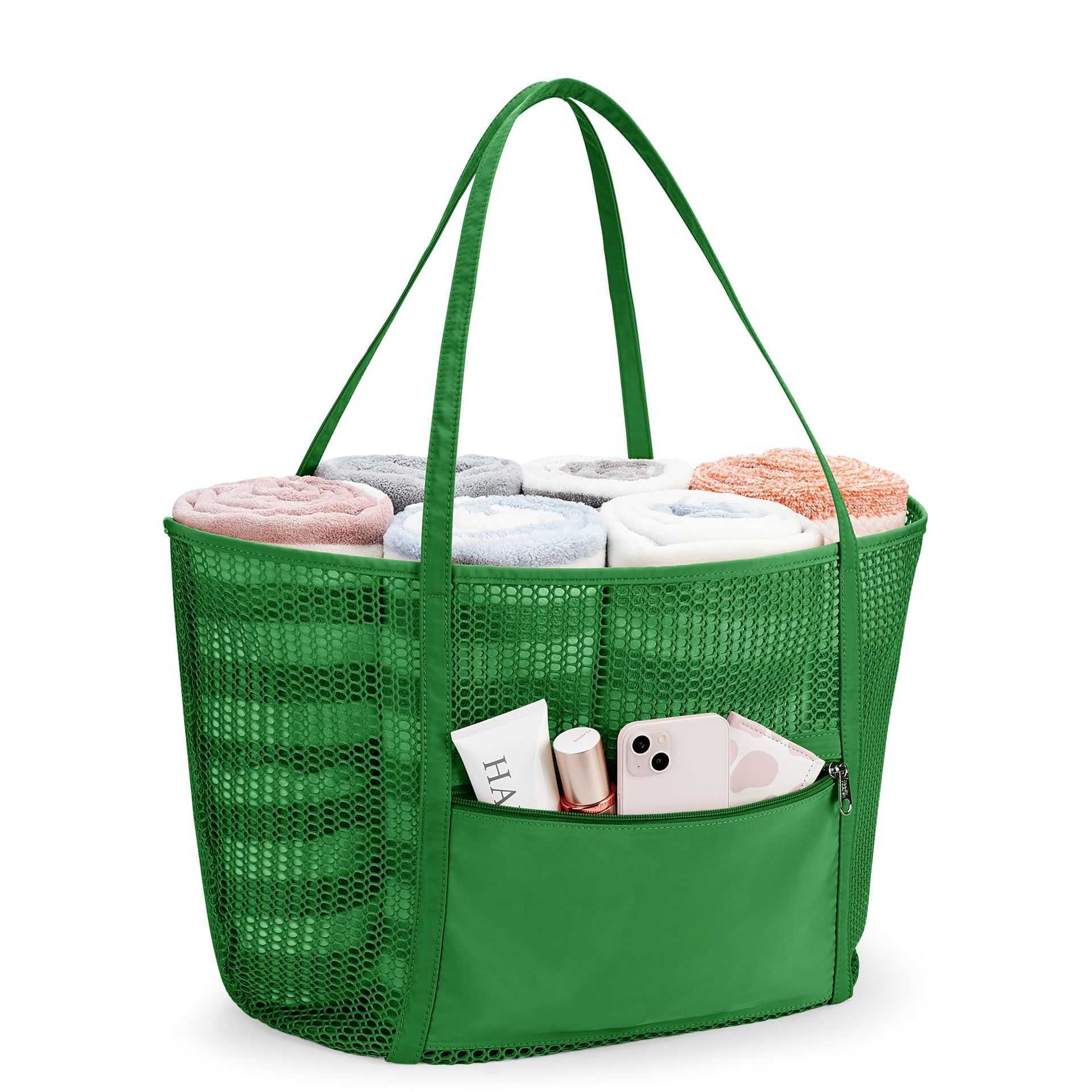 Portable travel bag with wide shoulder straps and diagonal crossing beach bag, mesh handle for carrying large bags, shoulder bag 250215