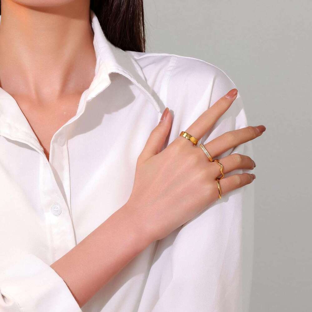 for Women Stackable Rings Wedding Bands Eternity Dainty 14K Gold Plated Thin Simple Trendy Thumb Stacking Ring Pack Size 12/11/10/9/8/7/6/5/4