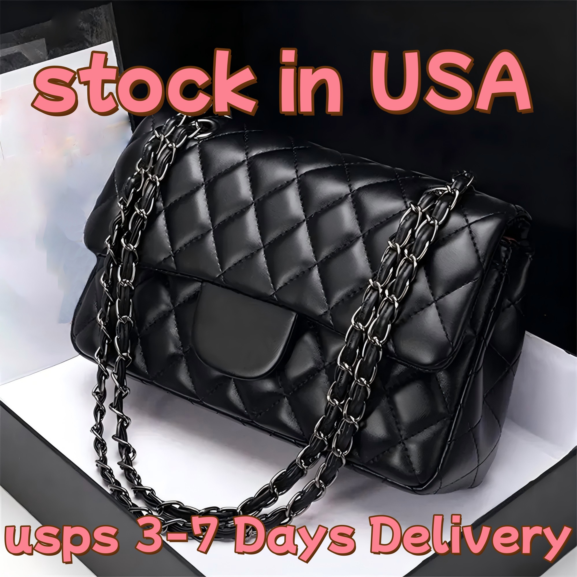 10A Top Tier Womens Mini Square Bag Medium Caviar Lambskin Quilted Purse Small Double Flap Black Shouler Bag Luxury Designer Maxi Chain Strap HandBag