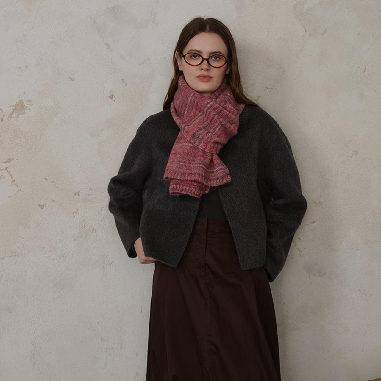 K010 Japanese and Korean retro gradient wool blended knitted scarf for men and women in autumn and winter, soft and warm, wool neck scarf