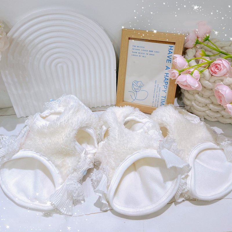 Dog Clothes Cat Clothes with Lace Bow Decoration, Comfortable and Soft Wool Material Dog Vest, Thick and Warm Winter Clothes with Velvet for Small Med