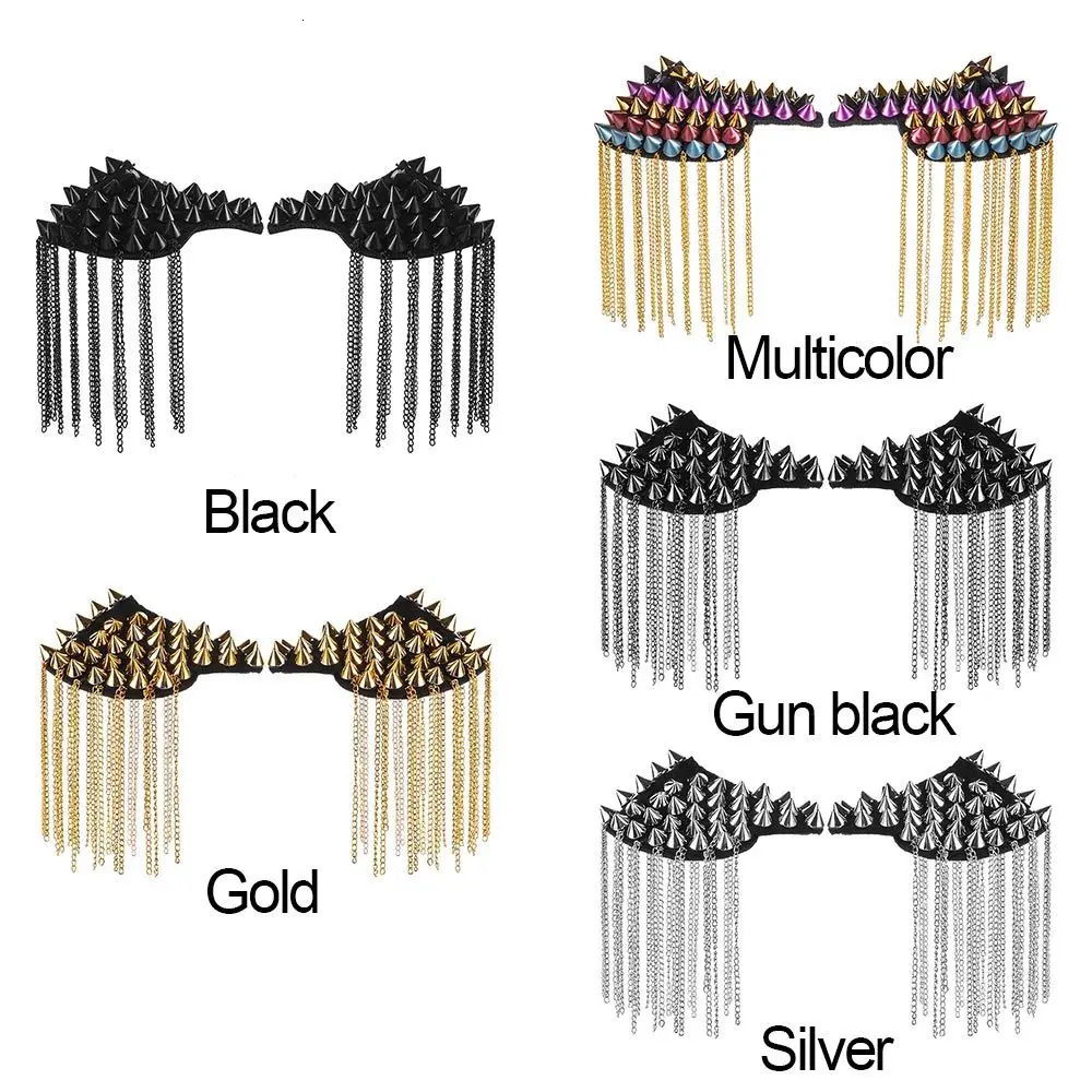 Coat Punk Clothing Accessories Tassel Metal Epaulet Dress Decoration River Pad Brooch Fringed Shoulder Stamp 250225