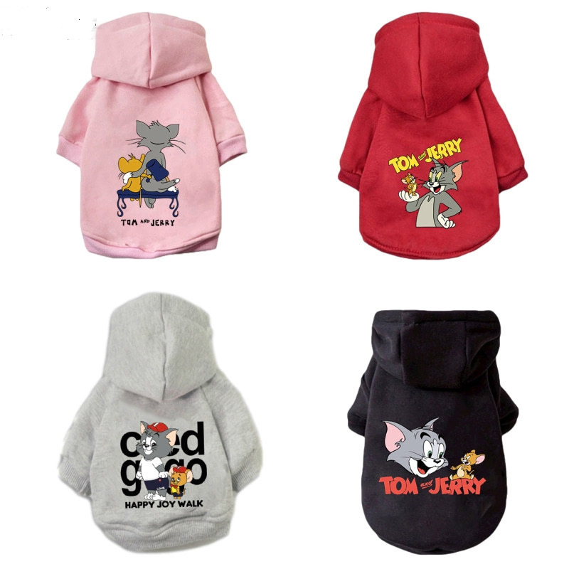 Dog Hoodie: Keep Your Pup Warm and Stylish with a 'Cat and Rat' Printed Coats Pet Clothes and Sweater Coat All in One Perfect for Winter and