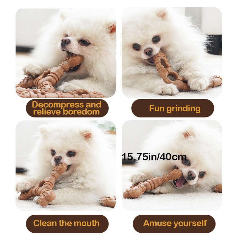 DHpet Bone Chew Toys Dogs Teething Cleaning, Safe & Non Toxic, Suitable Small, Medium and Large Breeds, Boomerang - shaped for Interactive Play