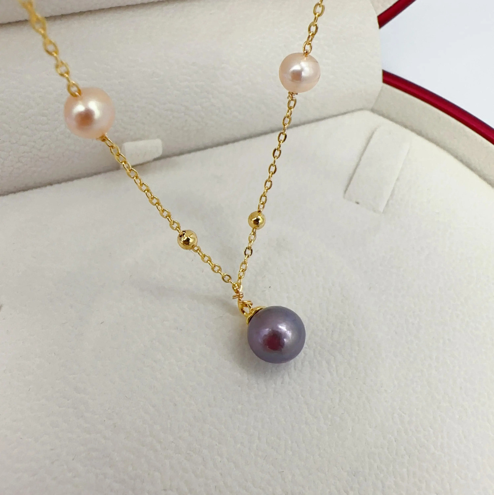 Arrival 100% Natural Freshwater Pearl Necklace 18K Gold Plated Babysbreath Big Round Pearl Pendant Jewelry For Women Gift 250222