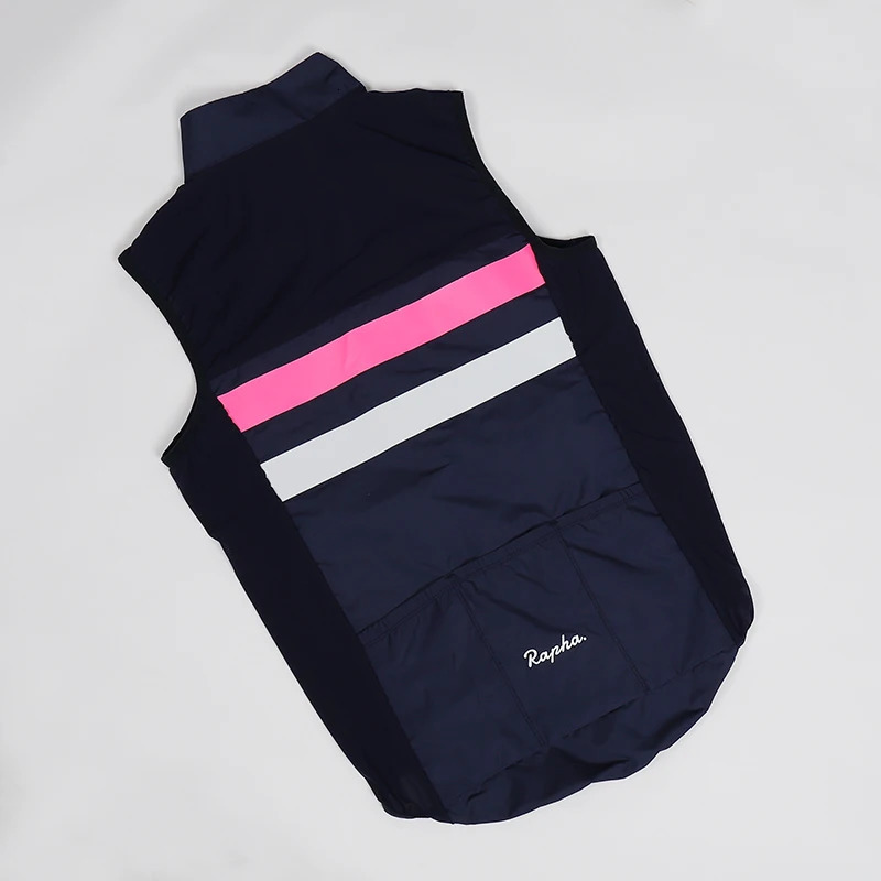 In stock Navy High visibility reflective windproof cycling vest men or women cycling windbreaker vest with back pocket 250224