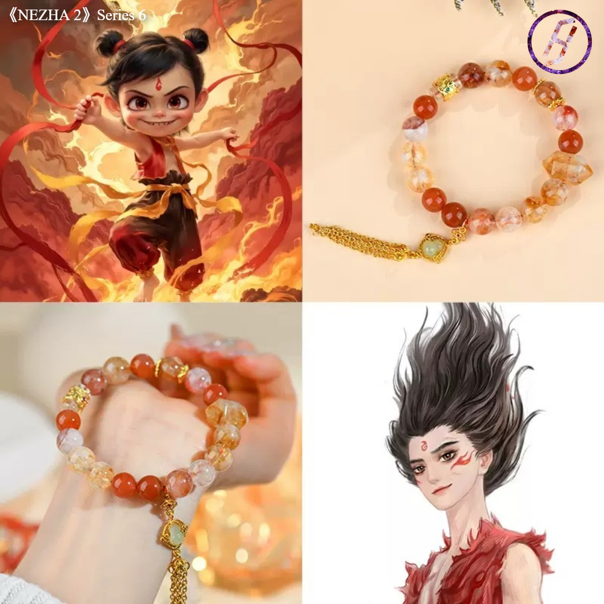 2025 New Network Hit "Nezha 2" Series A Variety of Original Bracelets Natural Crystal Citrine Carnelian Crystal Women's Bracelet Custom