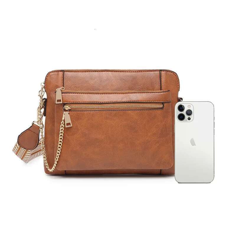 Vintage Multi-Functional Messenger Wide Shoulder Strap Design Women's Detachable Soft Pu Leather Crossbody Bag Solid Color