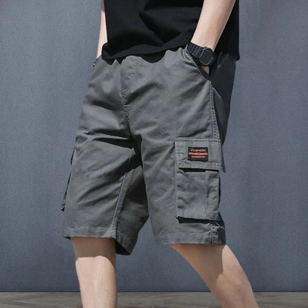 Men Shorts Cargo Mens Loose Fit with Multiple Pockets Elastic Waistband Deep Crotch for Comfortable 250214