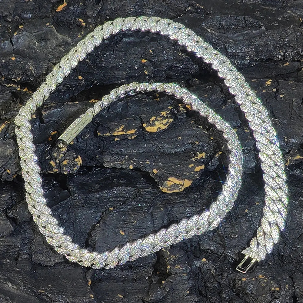 10mm Hip Hop Cubic Zircon CZ Iced Out Bubbles Cuban Link Chain Necklace For Women Jewelry Birthday Gift 250225