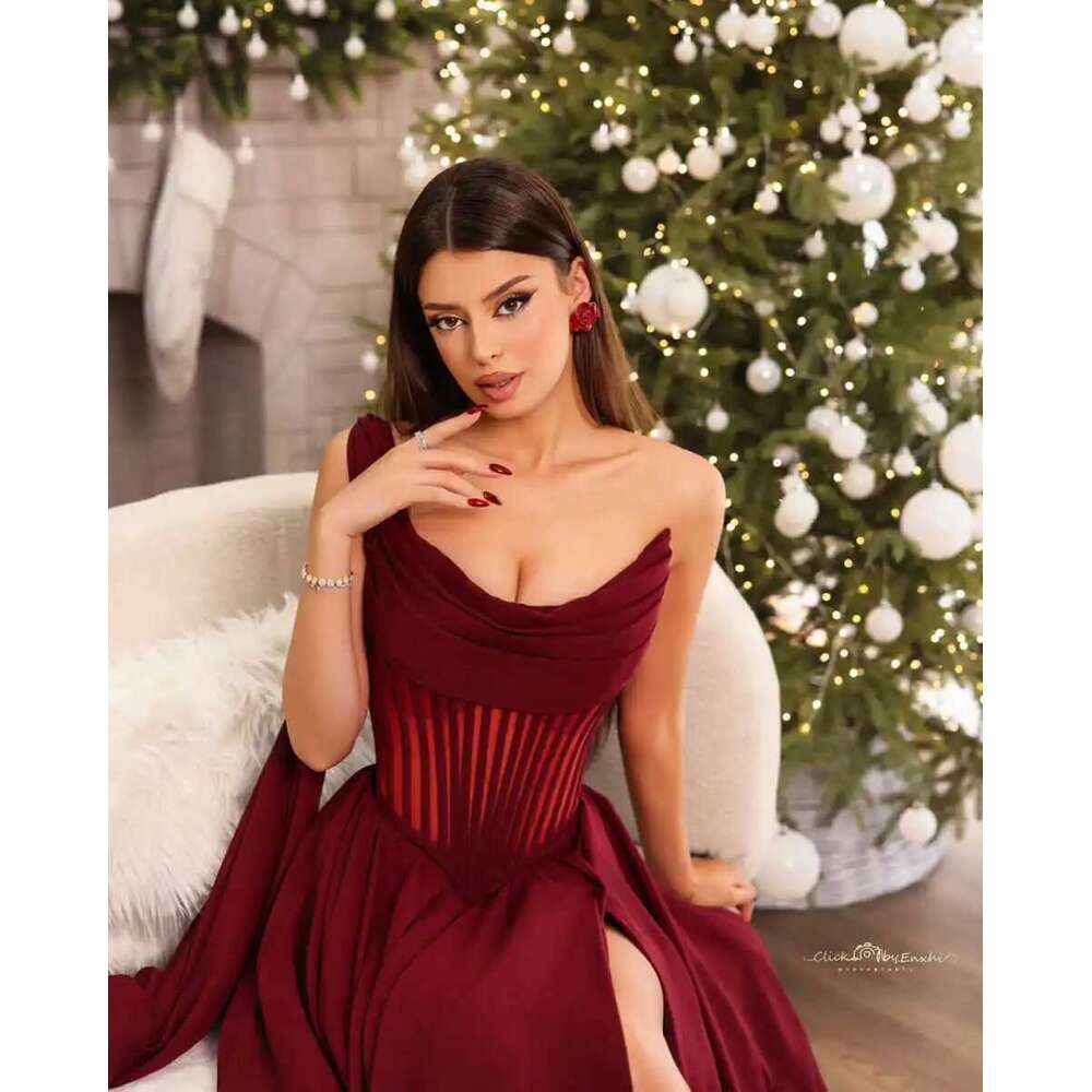 Gorgeous Evening Dresses One-Shoulder Beads Sparkly Sequins Side Split Sweep Train Prom Dress Vestido De Noite Customized