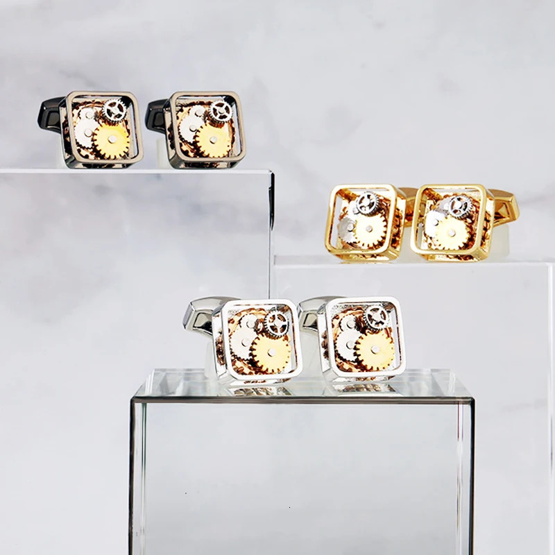 er Watch Movement Cufflinks For Mens Business Wedding Shirt Cuff Links Gear Mechanism Functional Cufflink Jewelry 250225