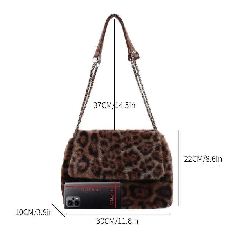 Leopard Vintage Chain Shoulder Bag Women, Underarm Handbags, Purse For Ladies