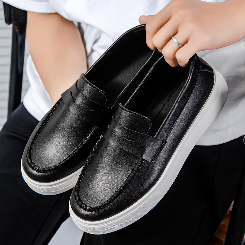 2025 spring new breathable bean shoes men's British style loafers Fashion NEW casual leather sneaker fashion footwear 39-45 black white