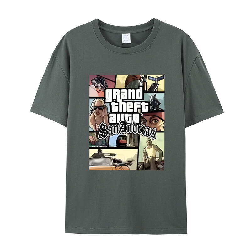 R-Star GTA5 Grand Theft Auto game peripheral short sleeved T-shirt loose plus size trendy men's clothing