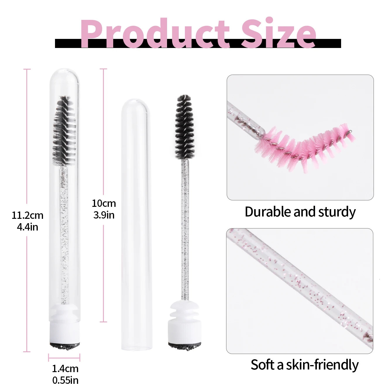 100Pcs Disposable Eyelash Brushes Reusable Eyelashes Brush Tube Mascara Wands Tubes Dust-proof Lash Spoolies Storage Makeup Tool 250224