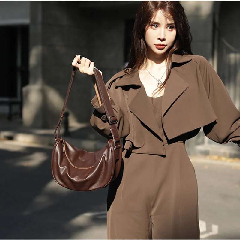 VM FASHION KISS 2024 Genuine Leather Crossbody European And American Vintage First Layer Cowhide Single Shoulder Bag Hobos