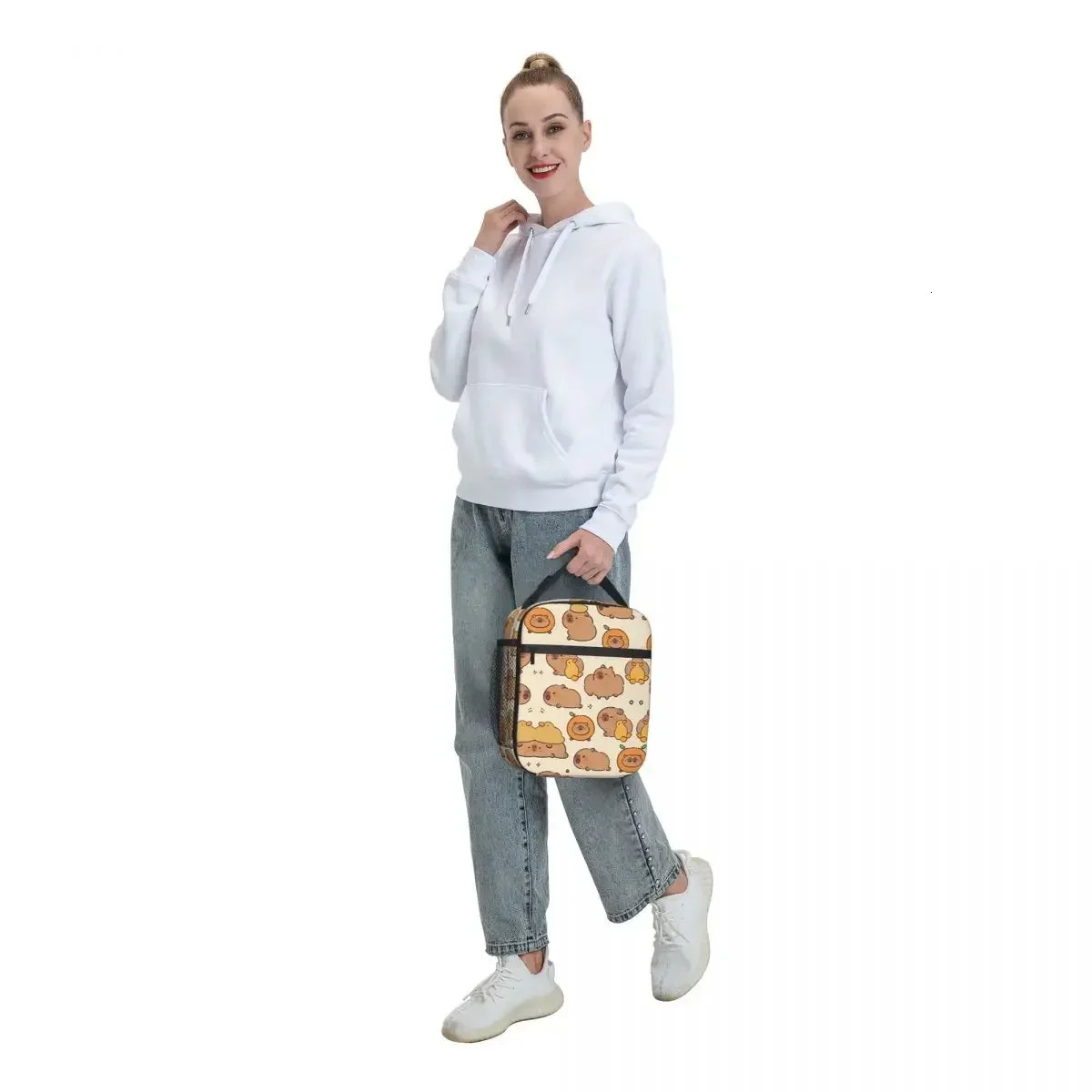 Capybara Cute Lunch Bag Office Lunch Box For Child Cute Tote Food Bags Oxford Insulated Cooler Bag 250225
