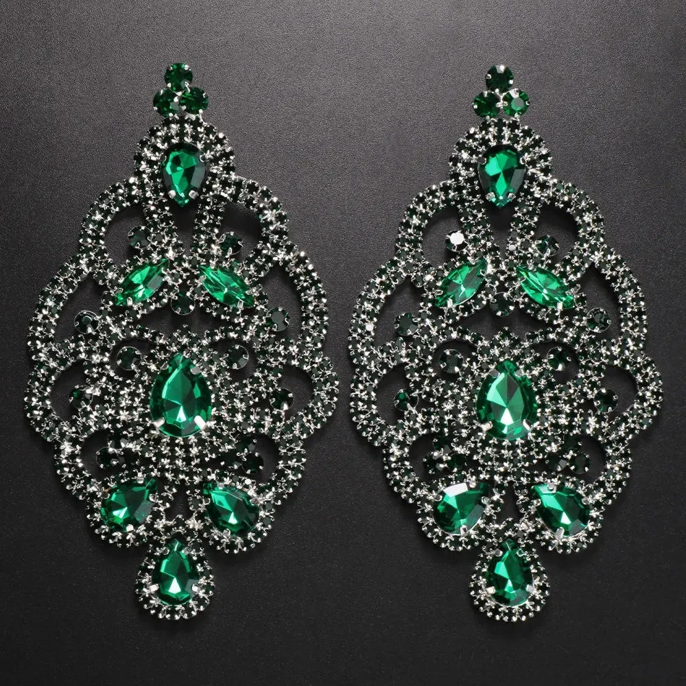 Stonefans Exaggerated Colorful Rhinestone Drop Earrings Wedding Bridal Jewelry Women Party Crystal Oversize Long Dangle Earrings 250225