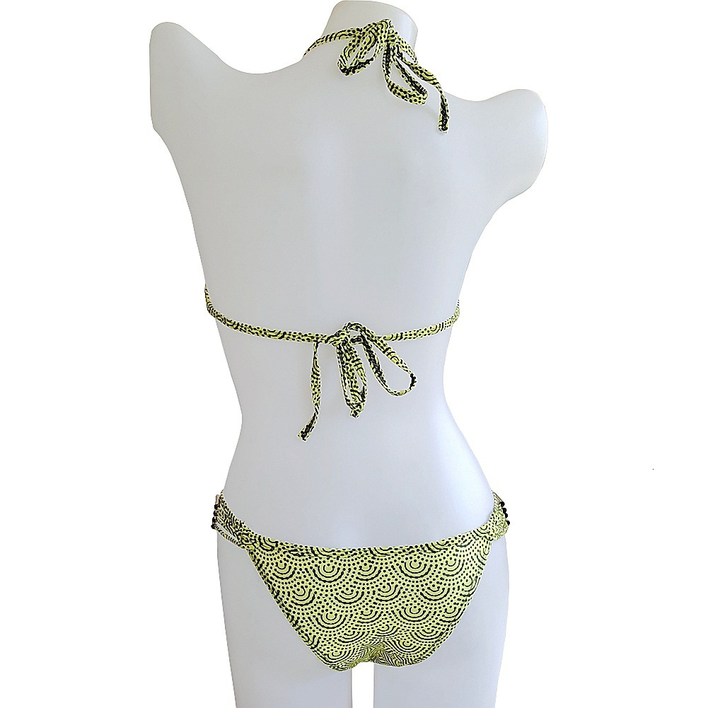 swimwear Split collar hollow gathering casual vacation sexy swimsuit factory multi rope chest beauty fashion bikini