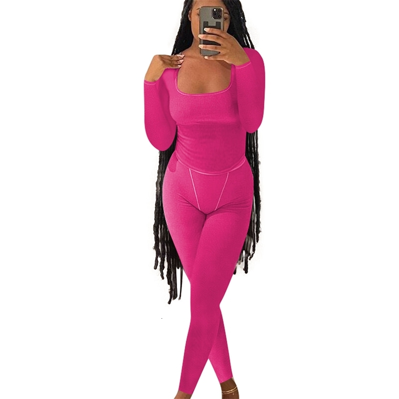 Womens Tracksuits Two Pieces Set 2025 New Fashion Long Sleeve Slim Sexy Casual Thread Solid Color Sportwear 5 Colors