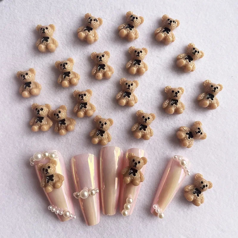 1020pcs Nail Art Cute Bear Jewelry Metal Matte 3D Candy Cartoon Crown White Diamond 250217