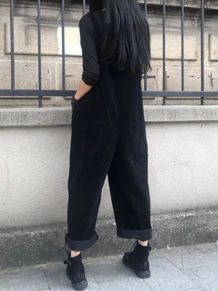 ZANZEA autumn jumpsuit solid wide leg Playsuits womens casual shoulder strap hanging top retro Corduroy jumpsuit Overszie 250224