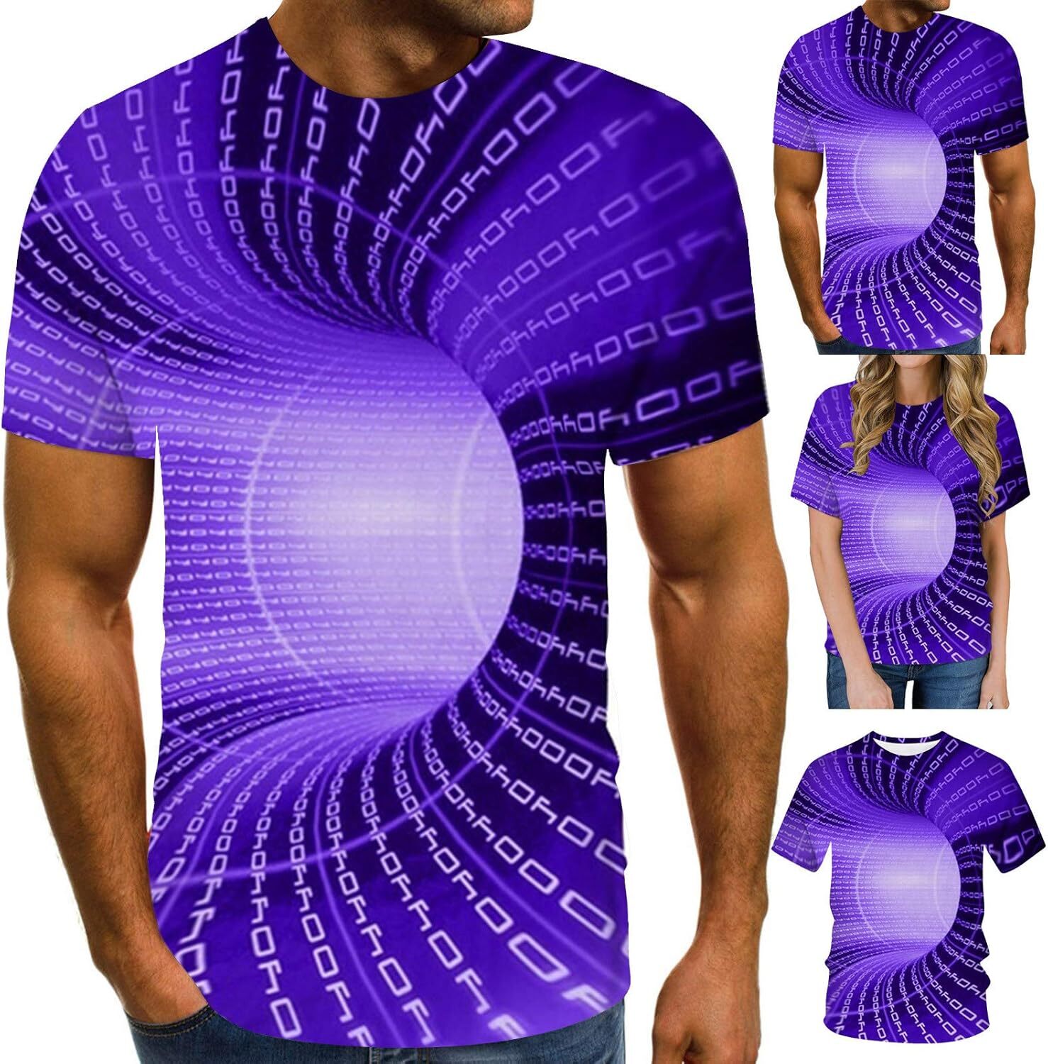 Mens T shirt Fashion 3D Print T-Shirts for Men Cool Design Graphics Pattern Crewneck Optical Illusion Hip Hop Streetwear tee Casual tops summer clothe