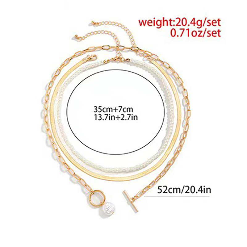 Europe and the United States cross-border jewelry temperament millet grain pearl collarbone necklace female hip-hop metal wind snake bone chain neckla