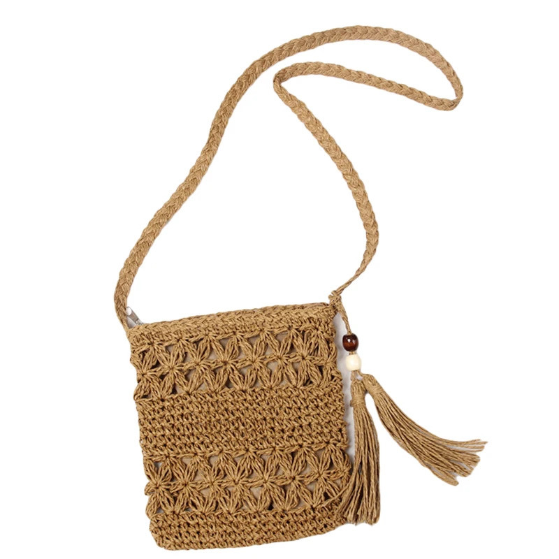 Hollow Women Messenger Bags Tassel Woven Shoulder Crossbody Bag Casual Beach Straw Bag For Women Bolsa Feminina 250224