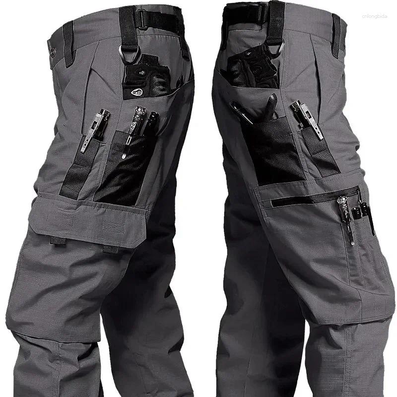 Mens Pants Outdoor Work Tactical Mens Waterproof Cargo Trousers Spring Multi-pocket Wear-Resistant Hiking Training Overalls