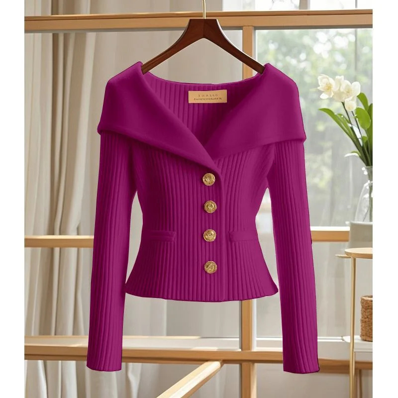 Women Cardigan Sweater High Quality High-end chic Long Sleeve Knitwear Autumn Winter Female Clothes Sweater Jacket 250222