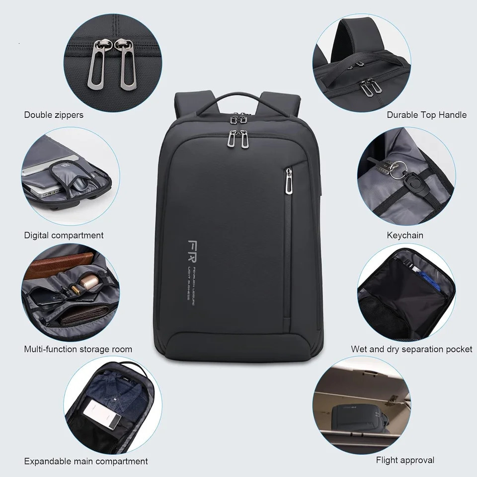 Ship from US FENRUIEN Mens Business Laptop Backpack 156inch Expandable with USB Port Waterproof for Weekends to Carry You WorkUniversity 250227FBB