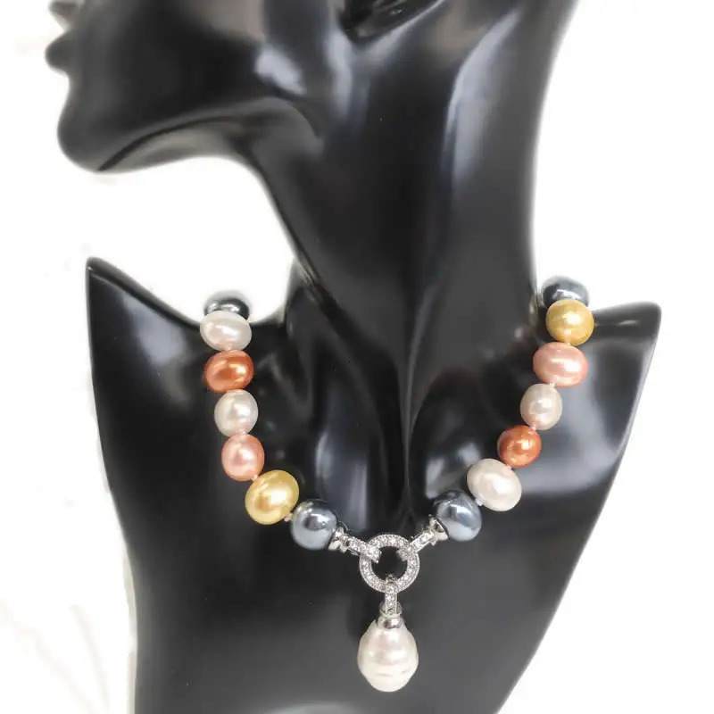 Multiple colors Elegant Classic Jewelry 12-15mm Large Shell Pearl Necklace for Women 42-45CM Length sweater chain 250222