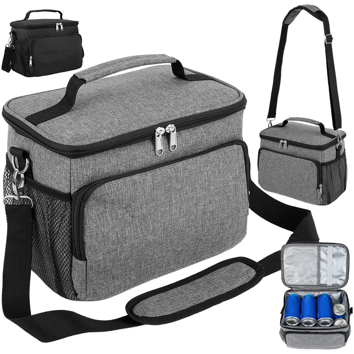 Ship from US Insulated Lunch Bag Large Capacity Cooler Pack Student Handbag Leakproof Thermal Organizer Bags 250227FBB