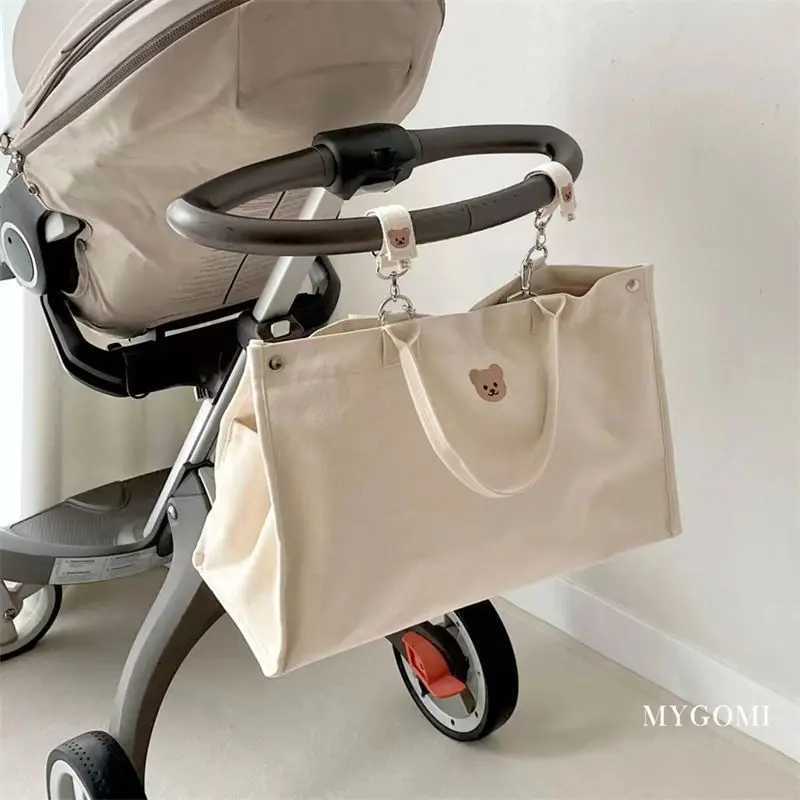 Diaper Bags Changing Bag Embroidered Bear Mother and Baby Bag Canvas Tote Bag Going Out Fashion Large Capacity Mom Bag Y250227FOMW