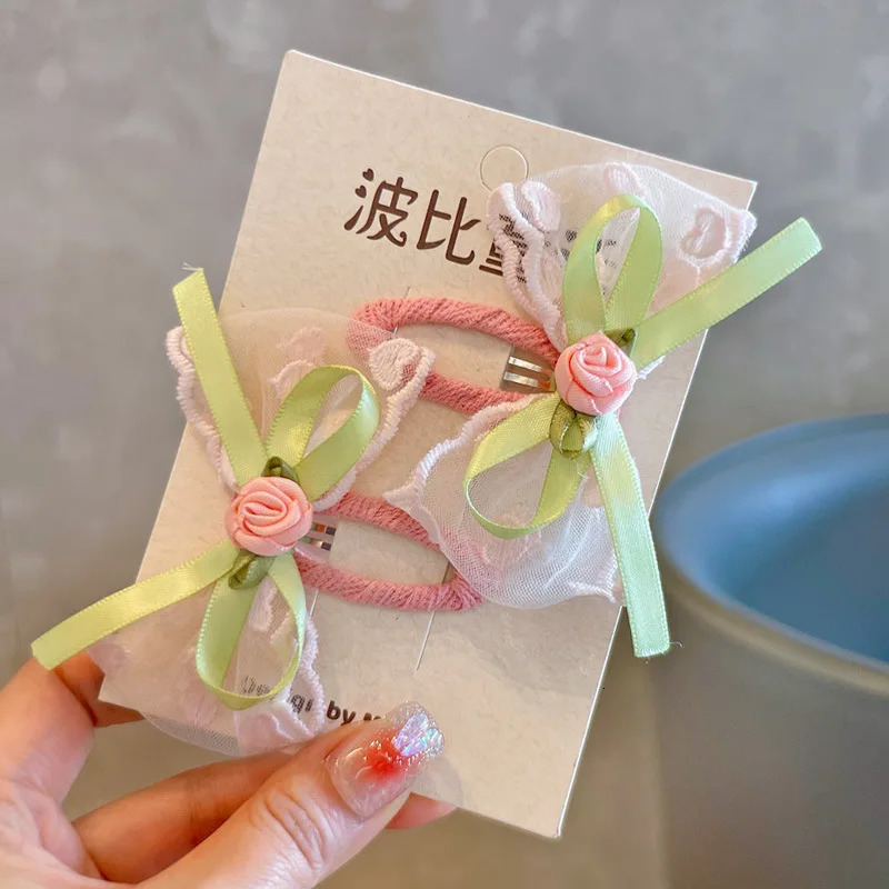 Free delivery of 30 pairs of childrens hair clips mesh bows hair accessories girls side bangs clips 250227