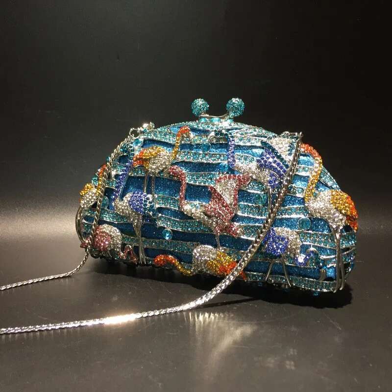 Women Crystal Stones Evening bags Blue Party Handbag Wedding clutch Bag Purse Dia Clutches Bags Bridal Handbags