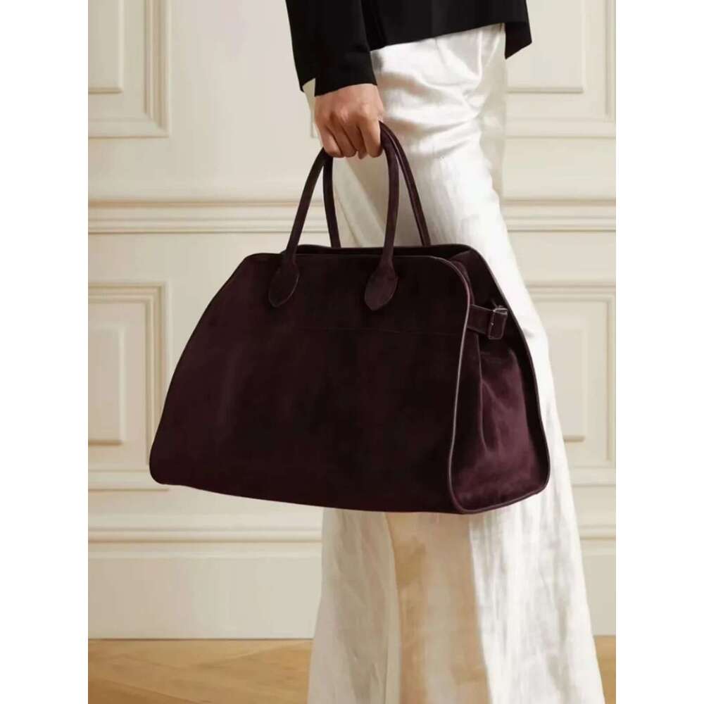 Women's Bags High Quality Margaux Cowhide Handbag Shoulder Margaux Soft Genuine Leather Large Capacity Suede Tote Bag