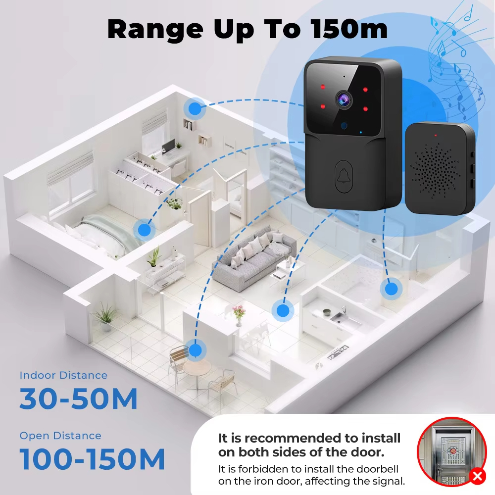 WiFi Doorbell Home WiFi Wireless Doorbell DC AC Battery Powered Camera Bell with Doorbell Camera