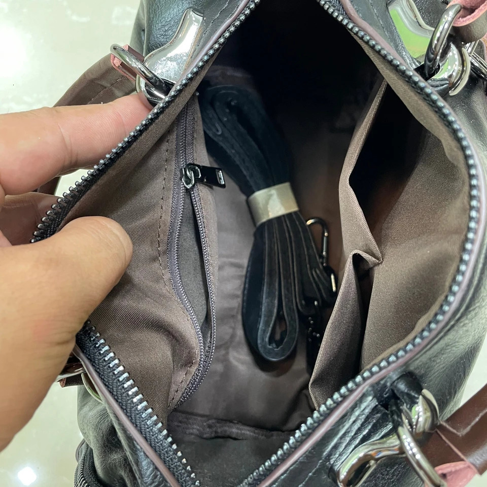 Ship from US Vintage Top Handle Boston Bag Retro Genuine Leather Crossbody Womens Classic Handbag Shoulder Purse 250227FBB