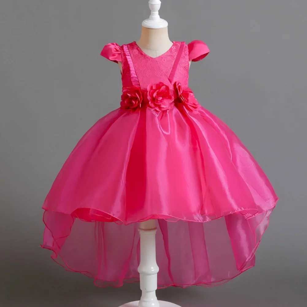 Girls Dresses 2024 elegant and luxurious birthday baby princess dress for girls childrens party holiday dress for children aged 5 to 8 10 and 12 pink 
