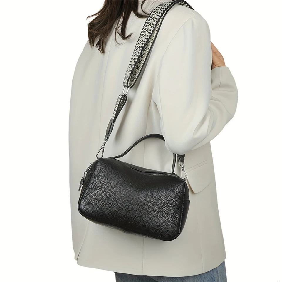 Ship from US y Genuine Leather Crossbody Bag for Women Boston Handbag with Multi Zipper Adjustable Shoulder Straps Commute Gather 250227FBB