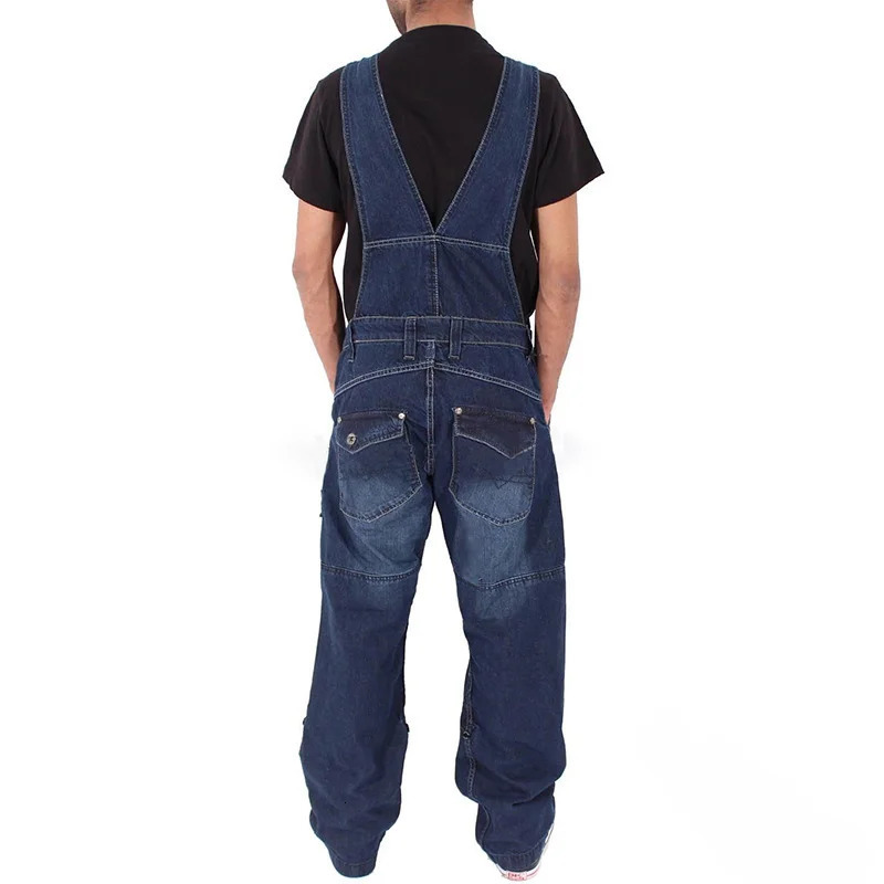 Overalls for Men Denim Suspenders Simple Multi Pocket Baggy Jeans Oversize Solid Mid Waist Loose Washed Jumpsuits Casual 250226