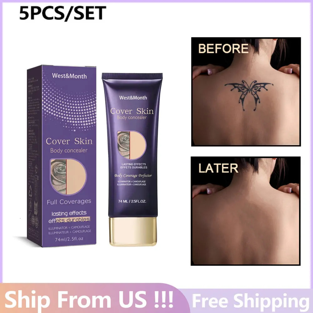 5pcs Natural Tattoo Concealer Full Coverage Tattoo Dark Circles Hide Blemishes Scars Waterproof Lasting Makeup Products 250222