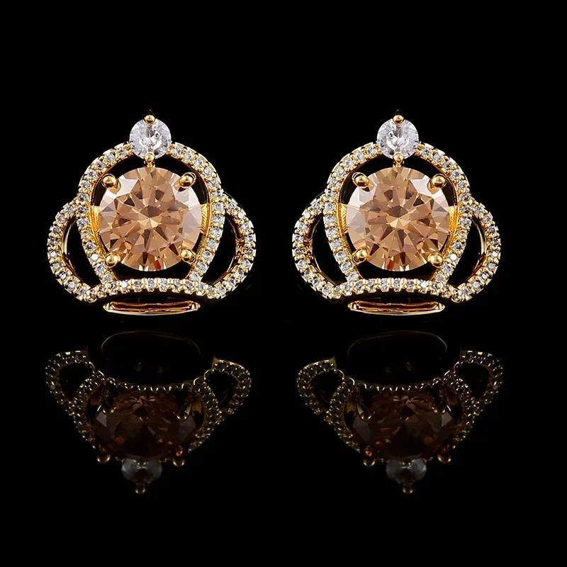 Crown Zircon Cufflinks for Mens French Button Shirt Suit Cuff Links High Quality Wedding Jewelry Clothing Accessories 250227