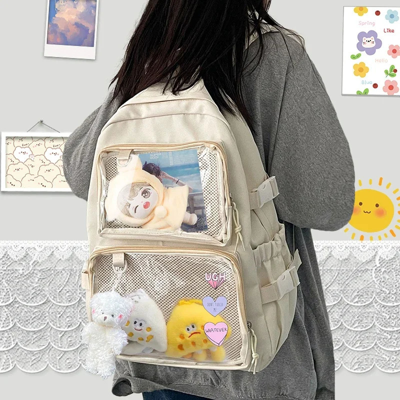 Japanese Kawaii Itabag Women 2024 Transparent Backpack Women Large Capacity Ita Backpack School Bags For College Student JK 250221