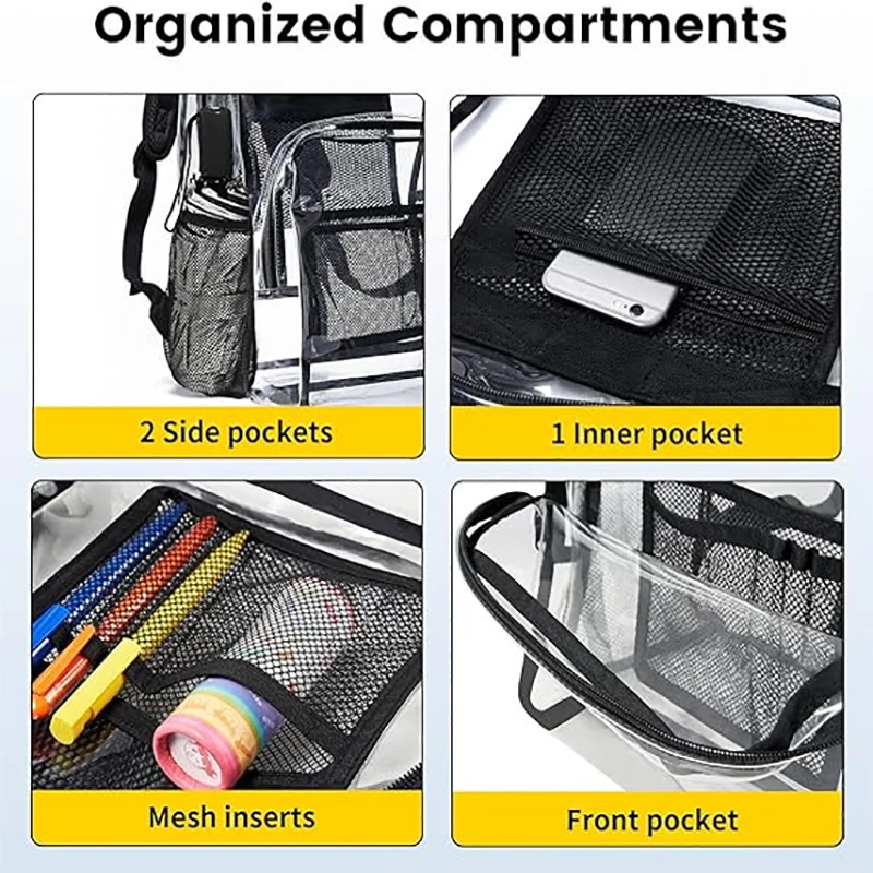 Clear Backpack Heavy Duty - PVC Transparent Backpack Large Clear Book Bag for College Work 250221