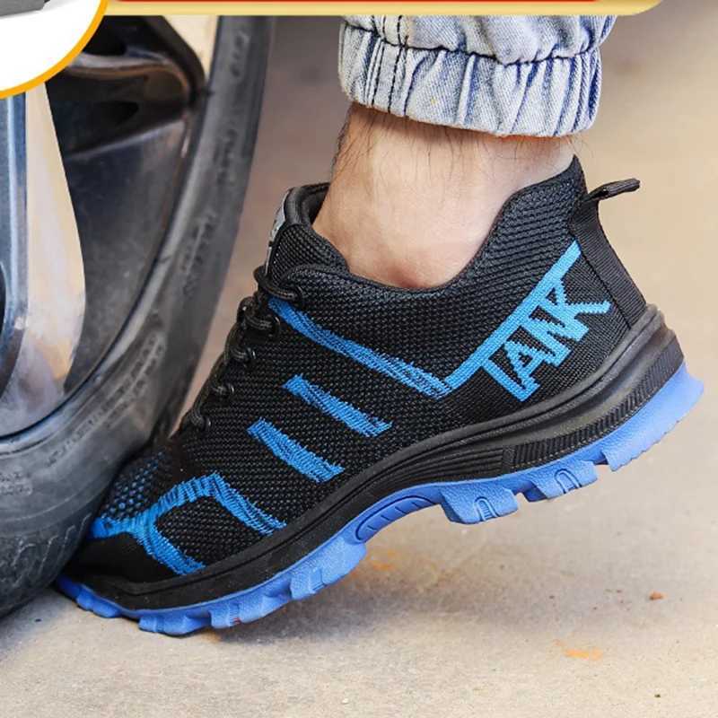 Knit Safety Shoes Solid Soles Mens Breathable Work Sneakers Steel Toe Anti-smash Safety Shoes Puncture-Proof Protective Shoes Z250227